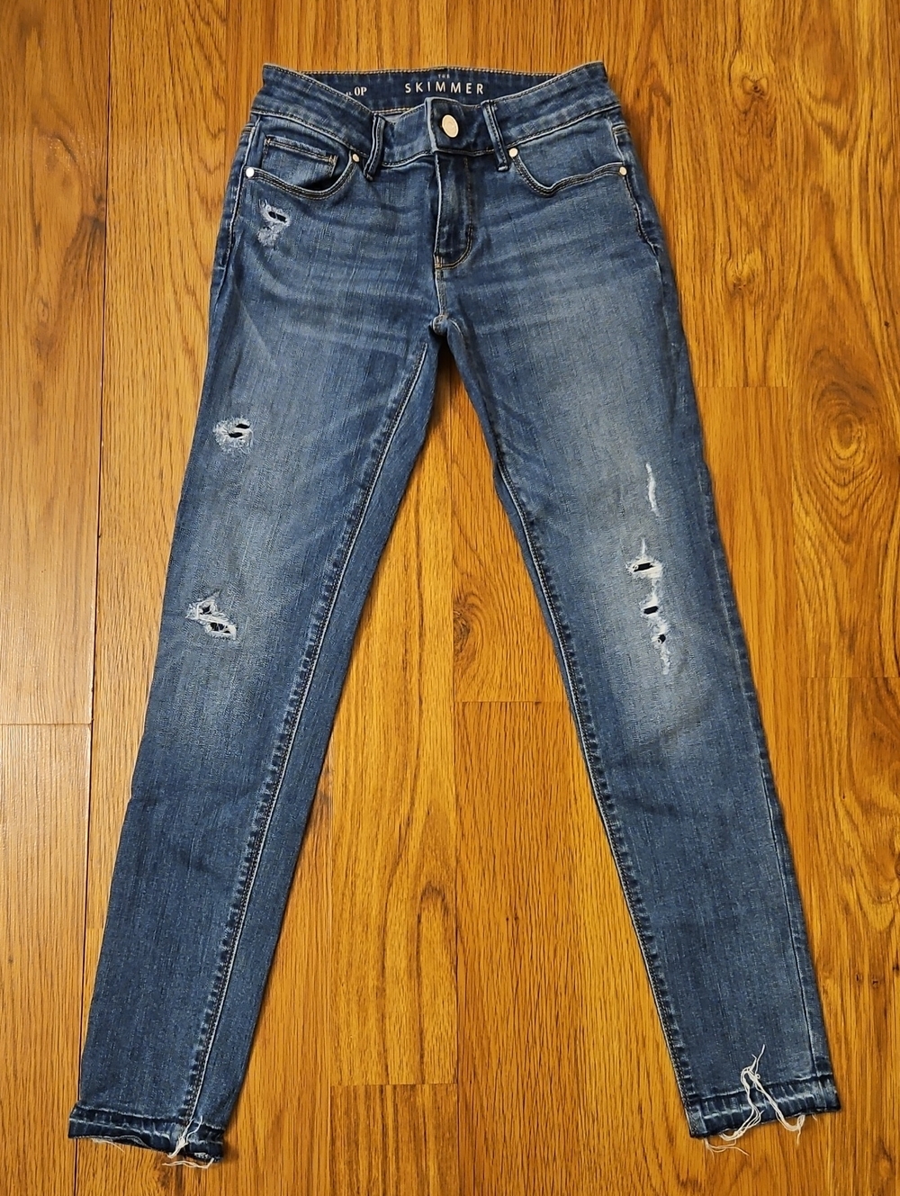 White House Black Market Distressed Blue Skinny Jeans